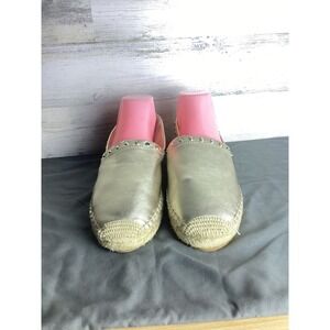 Sam Edelman Koda Gold Studded Leather Espadrille String Slip on Size 10M